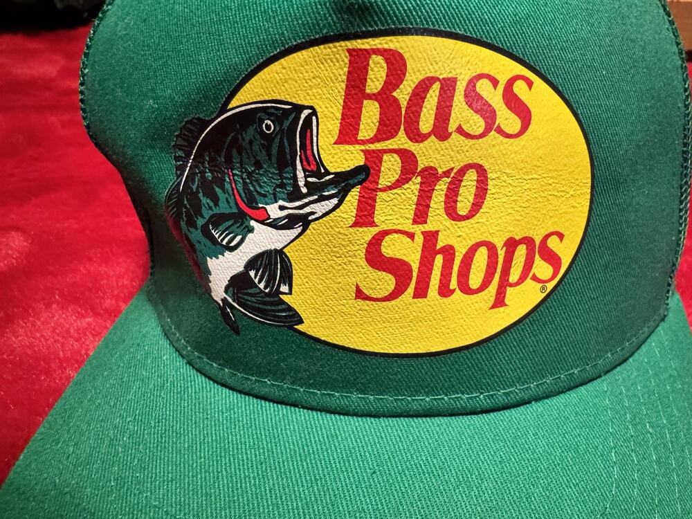 Bass Pro Shop Snapback Hat Green & Green Mesh Fishing truckers cap